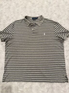 Polo by Ralph Lauren Gray Striped Cotton Polo Shirt